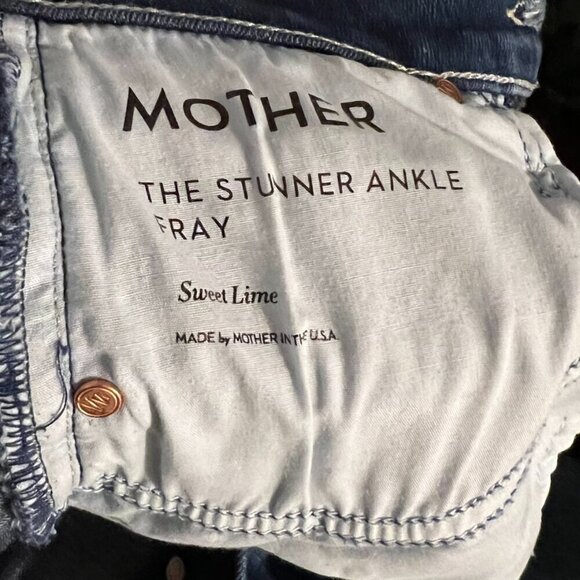 The Stunner Ankle Fray Jean Sweet Lime in Dark Denim Size 25 - Picture 13 of 13